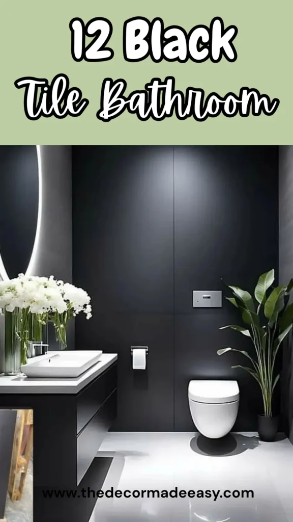 12 black tile bathroom
